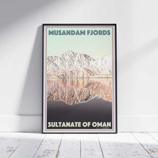 Framed MUSANDAM FJORDS 1 OMAN POSTER | Limited Edition | Original Design by Alecse™ | Vintage Travel Poster Series