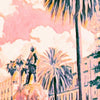 Close-up view of the Napoli Pink poster, showcasing Alecse’s soft-focus technique and retro-inspired details