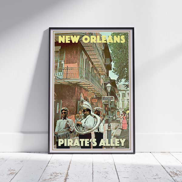 Framed NEW ORLEANS PIRATE'S ALLEY POSTER | Limited Edition | Original Design by Alecse™ | Vintage Travel Poster Series