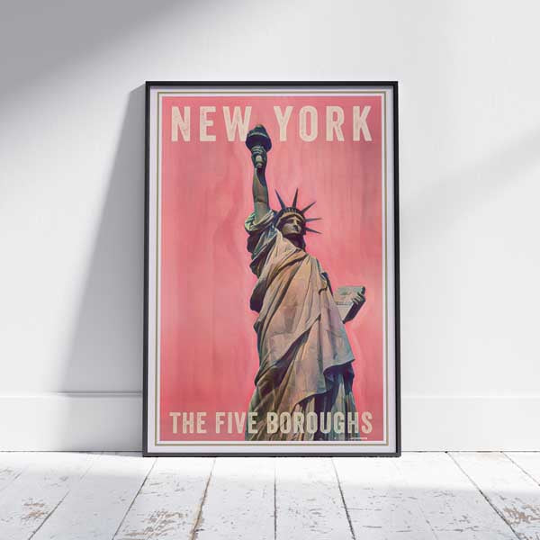 Framed NEW YORK FIVE POSTER | Limited Edition | Original Design by Alecse™ | Vintage Travel Poster Series