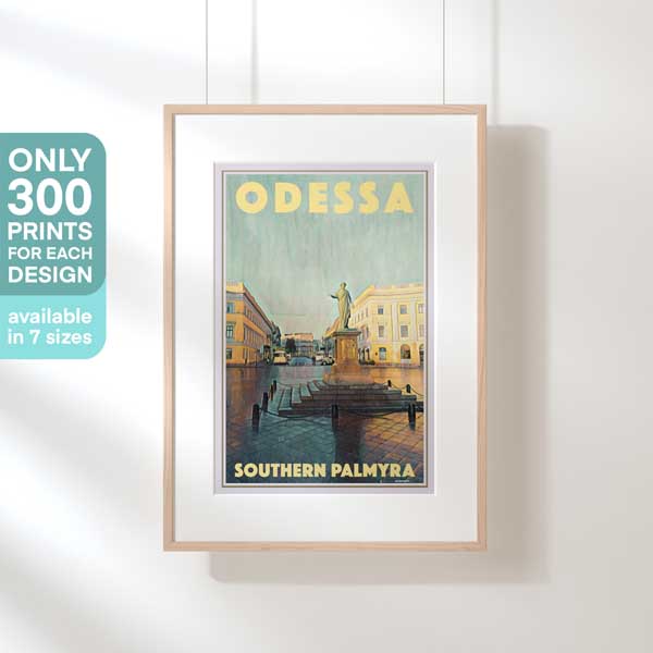 Odessa Print by Alecse, limited edition, picturing square Richelieu on top of Potemkine stairs