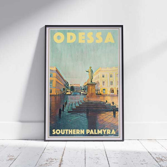 Affiche Odessa encadrée, place Richelieu au-dessus de l'escalier Potemkine