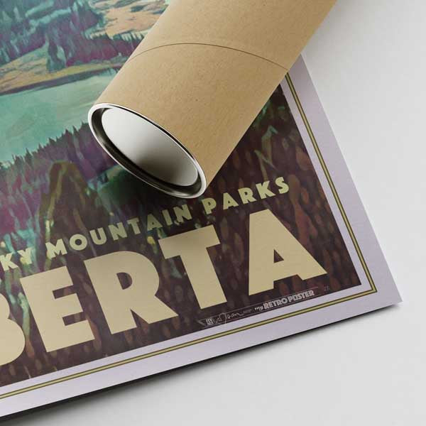 Signature of Alecse on the 'Rocky Mountain Parks' Banff Poster with eco-friendly shipping tube