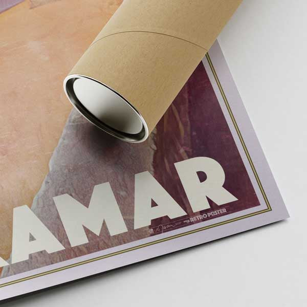 L'affiche Biarritz Miramar 2 est imprimée sur du papier EMA de haute qualité avec une finition mate et envoyée dans un tube en carton