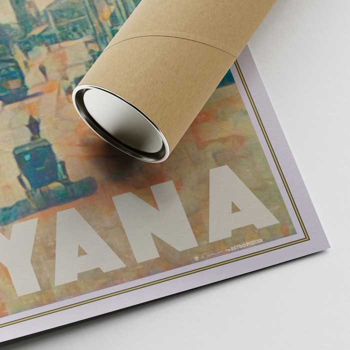 Lower right corner of the Georgetown Poster, featuring Alecse’s signature and a shipping tube for secure delivery