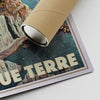 Lower right corner of the Manarola Cinque Terre travel poster with Alecse's signature and a shipping tube.