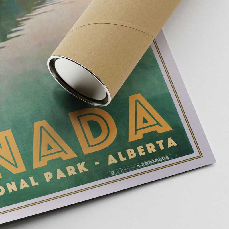 Corner of the Minnewanka poster of Banff National Park in Canada