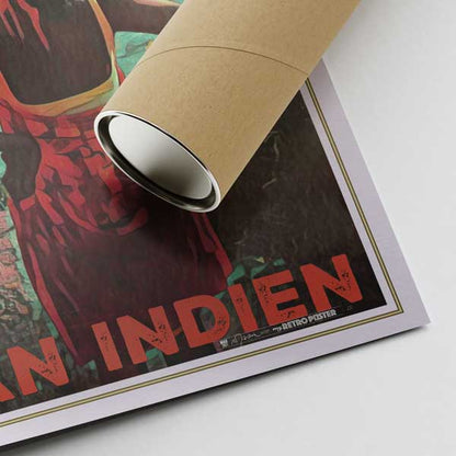 Corner of the Vintage La Reunion Travel Poster by Alecse and shipping tube for worldwide delivery