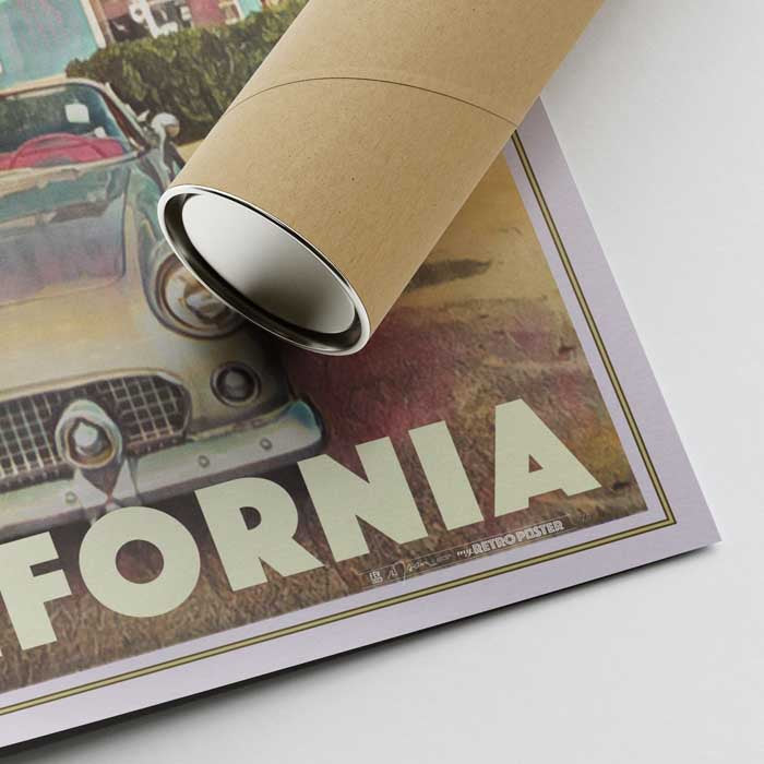 Détails de la Ford Thunderbird dans l'affiche de Santa Monica