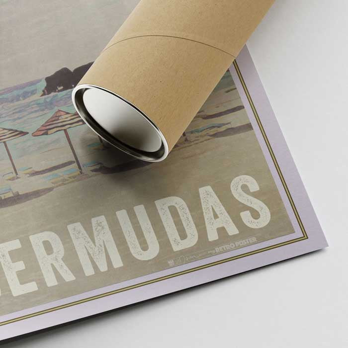 Cette affiche des Bermudes sera expédiée dans un tube en carton