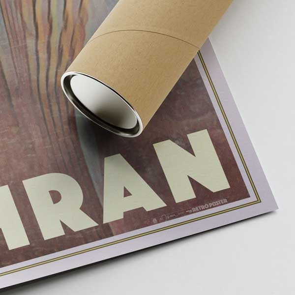 Corner of the Tehran poster Azadi Tower with Alecse's signature and shipping tube