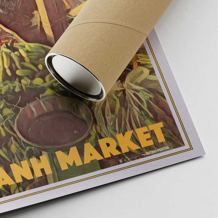 Alecse Signed Ben Thanh Market Poster with Carton Shipping Tube - Authentic Vietnam Art