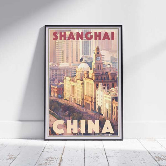 Framed OLD SHANGHAI POSTER | Limited Edition | Original Design by Alecse™ | Vintage Travel Poster Series
