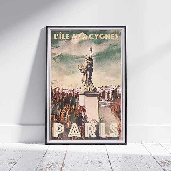 Framed French Statue of Liberty poster, Paris Travel Poster, limited edition by Alecse