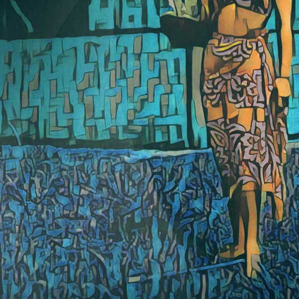 Details of the poster / Close-up view | Please note that all our Art Prints have an half tone render to mimic the old posters printing process where colors were rendered by the juxtaposition of dots of different colors and sizes | Those art prints are not photos and are not supposed to be crisp | All blurs and vintage effects are intended by the artist