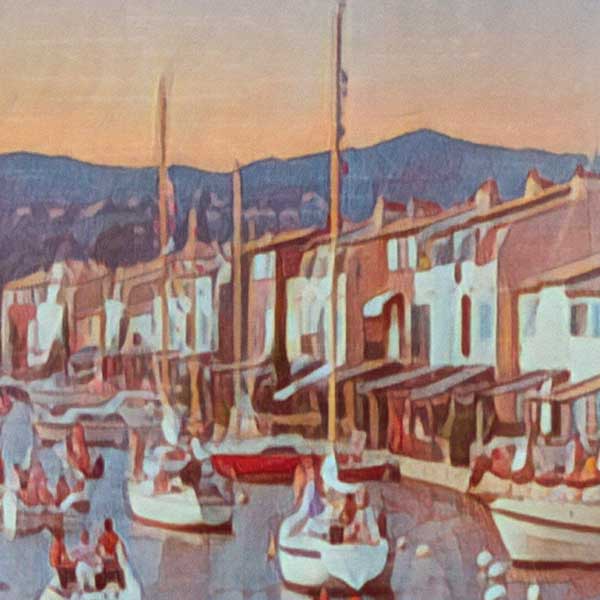 Details of the poster / Close-up view | Please note that all our Art Prints have an half tone render to mimic the old posters printing process where colors were rendered by the juxtaposition of dots of different colors and sizes | Those art prints are not photos and are not supposed to be crisp | All blurs and vintage effects are intended by the artist