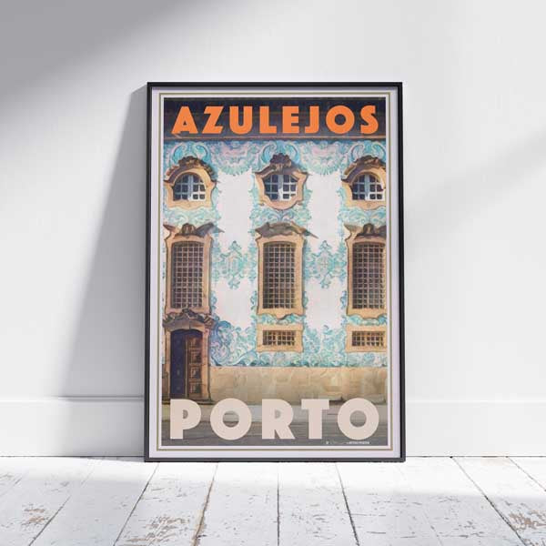 Framed PORTO AZULEJOS POSTER | Limited Edition | Original Design by Alecse™ | Vintage Travel Poster Series
