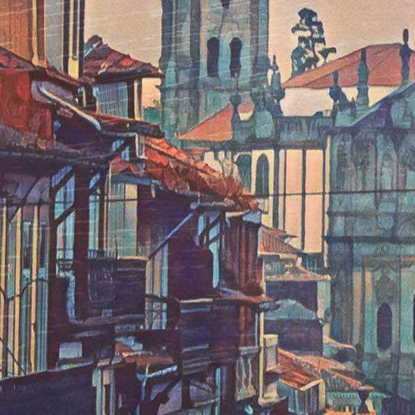 Details of the poster / Close-up view | Please note that all our Art Prints have an half tone render to mimic the old posters printing process where colors were rendered by the juxtaposition of dots of different colors and sizes | Those art prints are not photos and are not supposed to be crisp | All blurs and vintage effects are intended by the artist