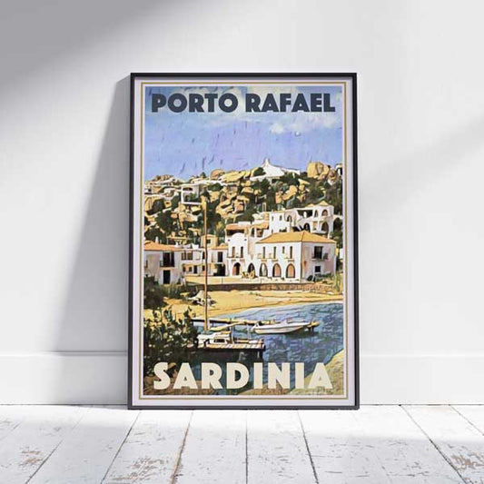 Framed PORTO RAFAEL SARDINIA POSTER | Limited Edition | Original Design by Alecse™ | Vintage Travel Poster Series