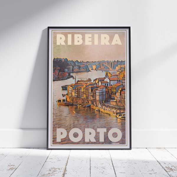 Framed PORTO RIBEIRA POSTER | Limited Edition | Original Design by Alecse™ | Vintage Travel Poster Series