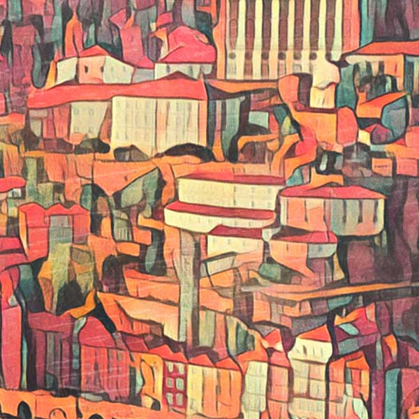 Details of the poster / Close-up view | Please note that all our Art Prints have an half tone render to mimic the old posters printing process where colors were rendered by the juxtaposition of dots of different colors and sizes | Those art prints are not photos and are not supposed to be crisp | All blurs and vintage effects are intended by the artist