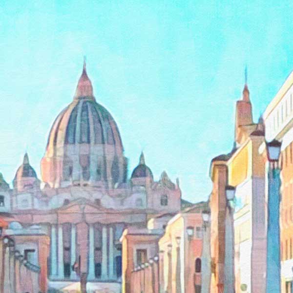 Close-up of Rome's 'Urbs Aeterna' Poster revealing the soft focus art style