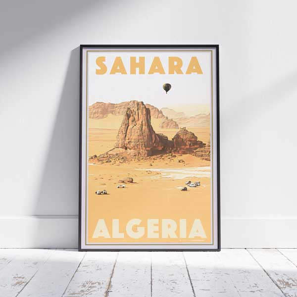 AFFICHE ALGÉRIE SAHARA encadrée | Édition Limitée | Conception originale par Alecse™ | Série d'affiches de voyage vintage