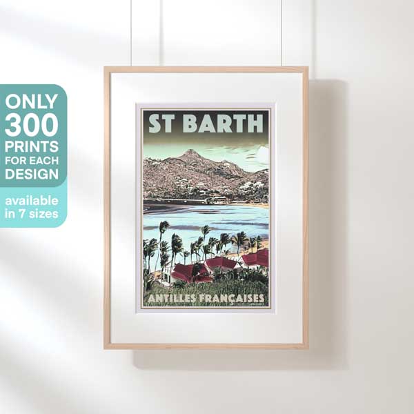 Poster ST BARTH ST JEAN POSTER | Limited Edition | Original Design by Alecse™ | Vintage Travel Poster Series