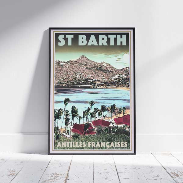 Framed Poster ST BARTH ST JEAN POSTER | Limited Edition | Original Design by Alecse™ | Vintage Travel Poster Series