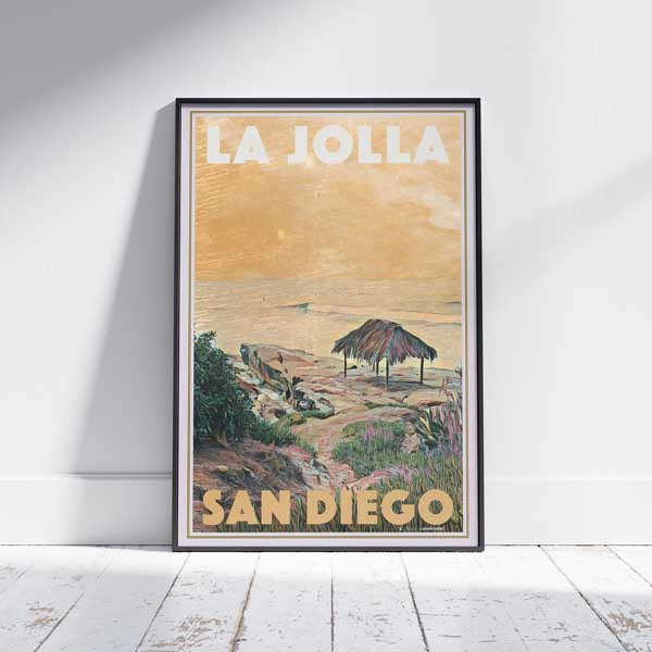 Framed LA JOLLA SAN DIEGO POSTER | Limited Edition | Original Design by Alecse™ | Vintage Travel Poster Series