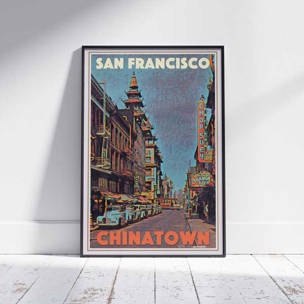 AFFICHE encadrée SHANGHAI LOW SAN FRANCISCO | Édition Limitée | Conception originale par Alecse™ | Série d'affiches de voyage vintage