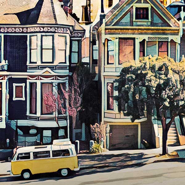 Details of the Painted Ladies poster of San Francisco by Alecse
