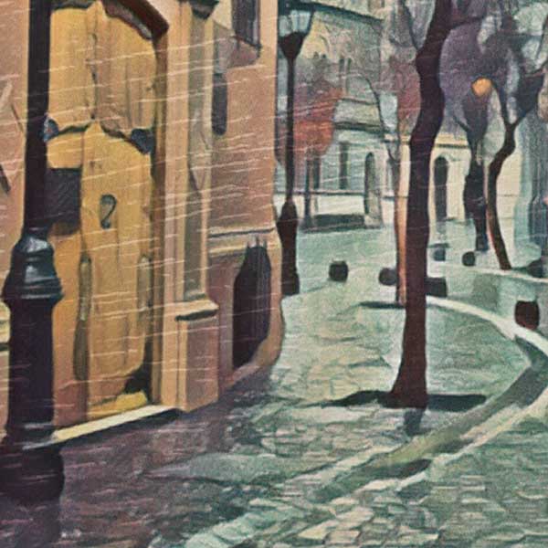 Details of the poster / Close-up view | Please note that all our Art Prints have an half tone render to mimic the old posters printing process where colors were rendered by the juxtaposition of dots of different colors and sizes | Those art prints are not photos and are not supposed to be crisp | All blurs and vintage effects are intended by the artist