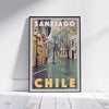 Framed Santiago Poster created by Alecse, limited edition travel poster of Chile