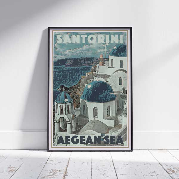 Framed SANTORINI GREECE POSTER | Limited Edition | Original Design by Alecse™ | Vintage Travel Poster Series