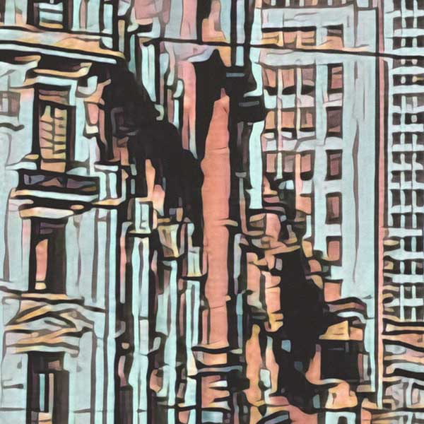 Details of the Sao Paulo poster / Close-up view | Please note that all our Art Prints have an half tone render to mimic the old posters printing process where colors were rendered by the juxtaposition of dots of different colors and sizes | Those art prints are not photos and are not supposed to be crisp | All blurs and vintage effects are intended by the artist