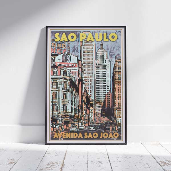 AFFICHE encadrée SAO JOAO SAO PAULO | Édition Limitée | Conception originale par Alecse™ | Série d'affiches de voyage vintage
