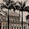 Gros plan sur l'œuvre d'art du Teatro Municipal d'Alecse, capturant l'essence de São Paulo