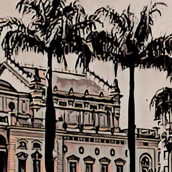 Close-up of Alecse's Teatro Municipal artwork capturing São Paulo's essence
