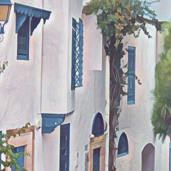 Details of the poster / Close-up view | Please note that all our Art Prints have an half tone render to mimic the old posters printing process where colors were rendered by the juxtaposition of dots of different colors and sizes | Those art prints are not photos and are not supposed to be crisp | All blurs and vintage effects are intended by the artist