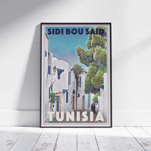 Framed SIDI BOU SAID POSTER | Limited Edition | Original Design by Alecse™ | Vintage Travel Poster Series