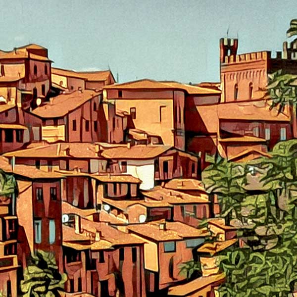 Details of the poster / Close-up view | Please note that all our Art Prints have an half tone render to mimic the old posters printing process where colors were rendered by the juxtaposition of dots of different colors and sizes | Those art prints are not photos and are not supposed to be crisp | All blurs and vintage effects are intended by the artist