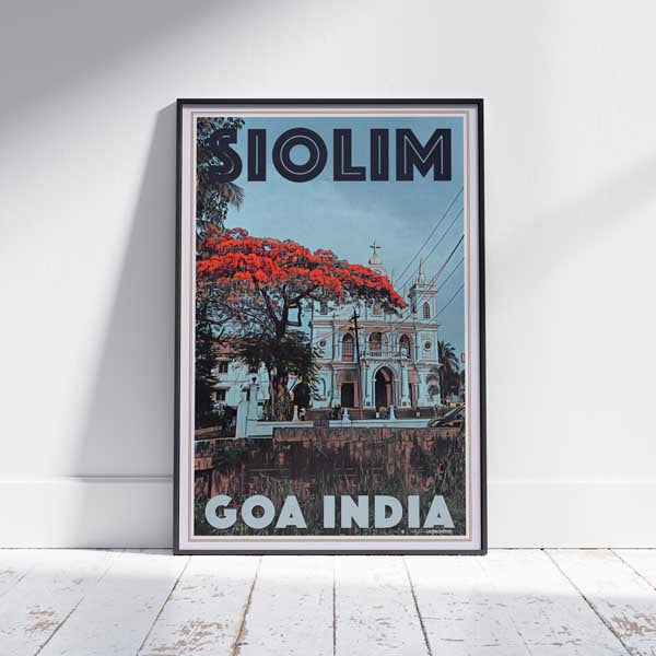 Framed SIOLIM CHURCH GOA POSTER | Limited Edition | Original Design by Alecse™ | Vintage Travel Poster Series