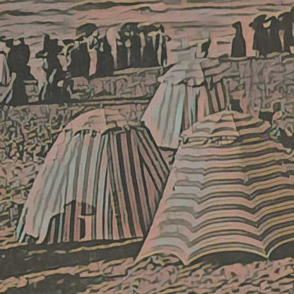 Details of the poster / Close-up view | Please note that all our Art Prints have an half tone render to mimic the old posters printing process where colors were rendered by the juxtaposition of dots of different colors and sizes | Those art prints are not photos and are not supposed to be crisp | All blurs and vintage effects are intended by the artist