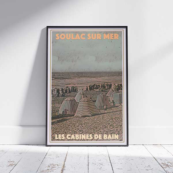 Framed LES CABINES DE BAIN SOULAC POSTER | Limited Edition | Original Design by Alecse™ | Vintage Travel Poster Series