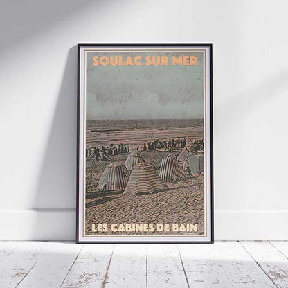 Framed LES CABINES DE BAIN SOULAC POSTER | Limited Edition | Original Design by Alecse™ | Vintage Travel Poster Series