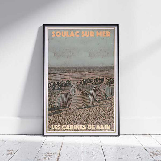 Framed LES CABINES DE BAIN SOULAC POSTER | Limited Edition | Original Design by Alecse™ | Vintage Travel Poster Series