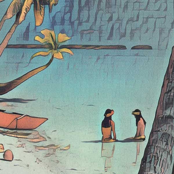 Détails de l'affiche vintage de voyage Tahiti par Alecse