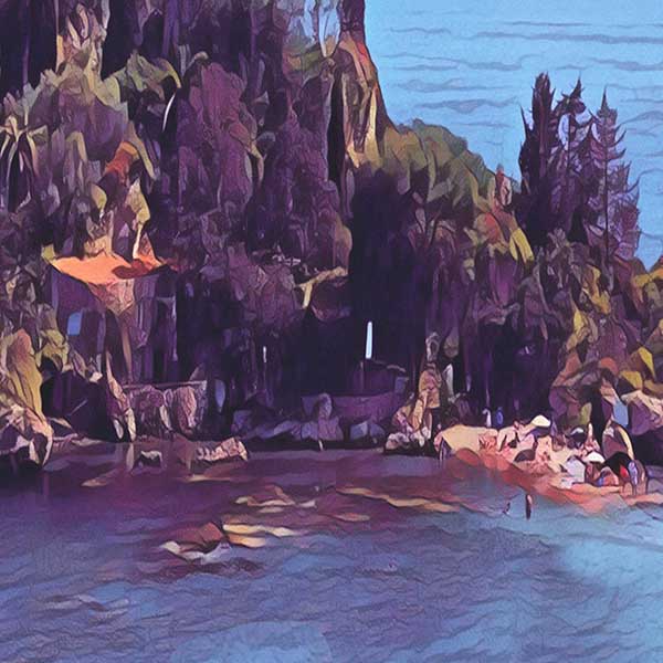 Details of the poster / Close-up view | Please note that all our Art Prints have an half tone render to mimic the old posters printing process where colors were rendered by the juxtaposition of dots of different colors and sizes | Those art prints are not photos and are not supposed to be crisp | All blurs and vintage effects are intended by the artist