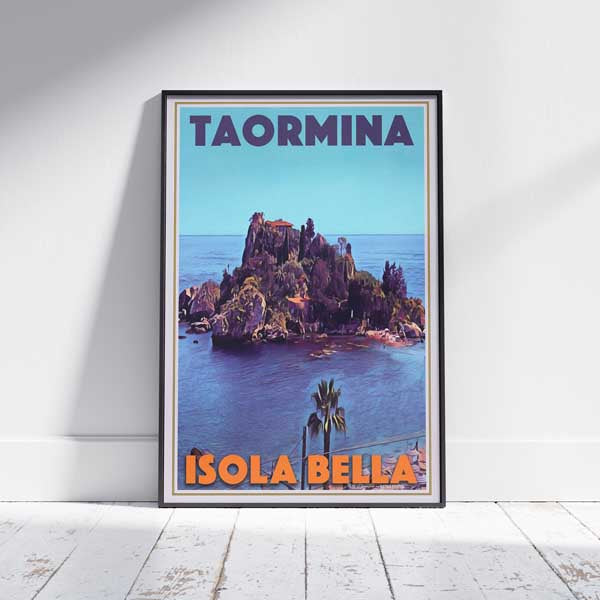 Framed TAORMINA ISOLA BELLA POSTER | Limited Edition | Original Design by Alecse™ | Vintage Travel Poster Series